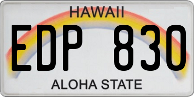 HI license plate EDP830