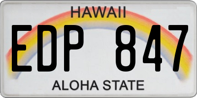 HI license plate EDP847