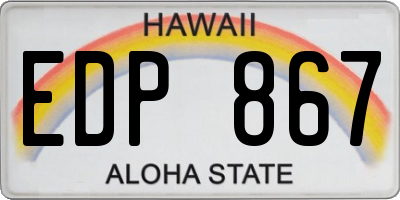 HI license plate EDP867