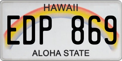 HI license plate EDP869