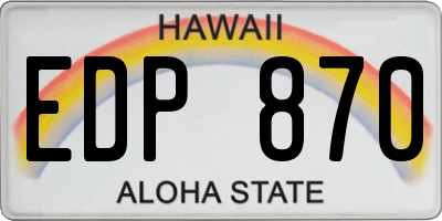 HI license plate EDP870