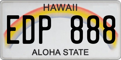 HI license plate EDP888