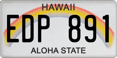 HI license plate EDP891