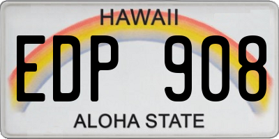 HI license plate EDP908