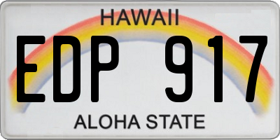 HI license plate EDP917