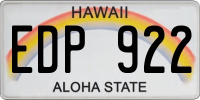 HI license plate EDP922