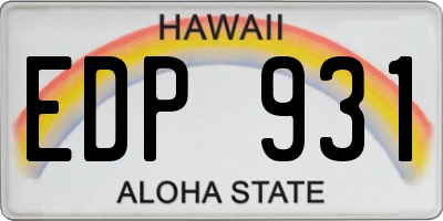 HI license plate EDP931
