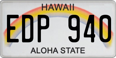 HI license plate EDP940