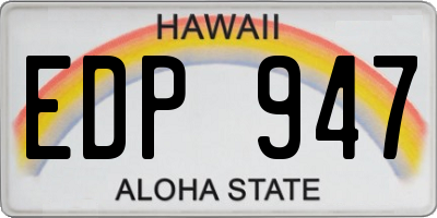 HI license plate EDP947
