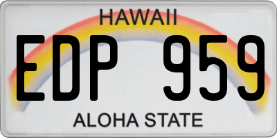 HI license plate EDP959