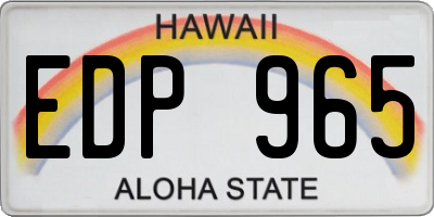 HI license plate EDP965