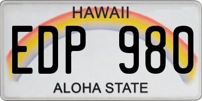 HI license plate EDP980