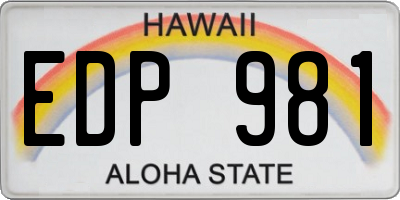 HI license plate EDP981