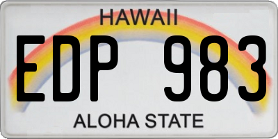HI license plate EDP983