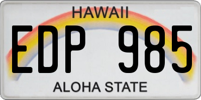 HI license plate EDP985