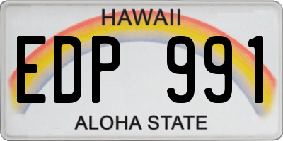 HI license plate EDP991
