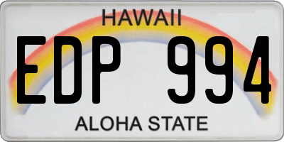 HI license plate EDP994