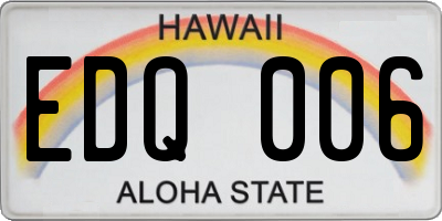 HI license plate EDQ006