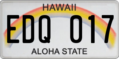 HI license plate EDQ017