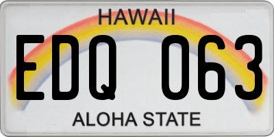 HI license plate EDQ063