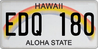 HI license plate EDQ180