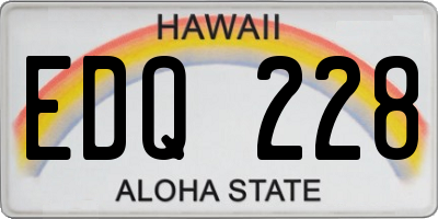 HI license plate EDQ228