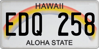 HI license plate EDQ258