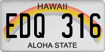 HI license plate EDQ316