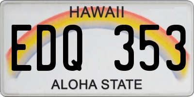 HI license plate EDQ353