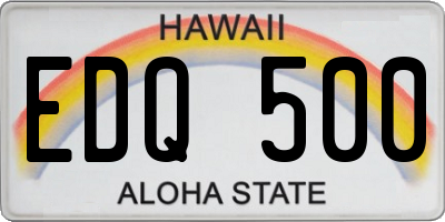 HI license plate EDQ500