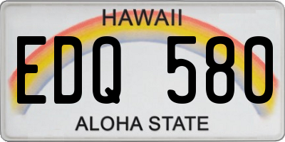 HI license plate EDQ580