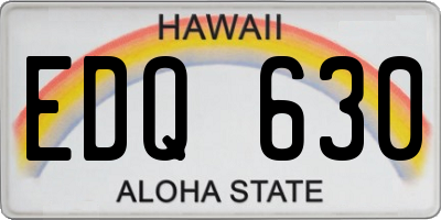 HI license plate EDQ630
