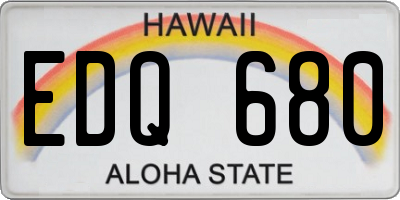 HI license plate EDQ680