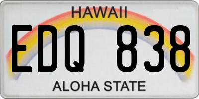 HI license plate EDQ838