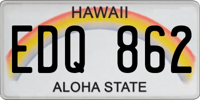 HI license plate EDQ862