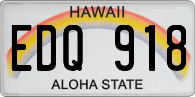 HI license plate EDQ918