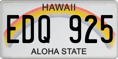 HI license plate EDQ925