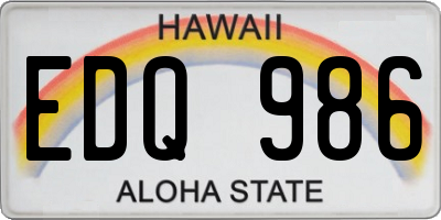 HI license plate EDQ986