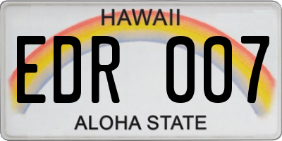 HI license plate EDR007