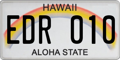 HI license plate EDR010