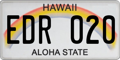 HI license plate EDR020