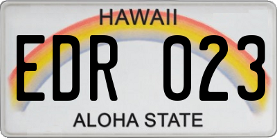 HI license plate EDR023