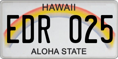 HI license plate EDR025