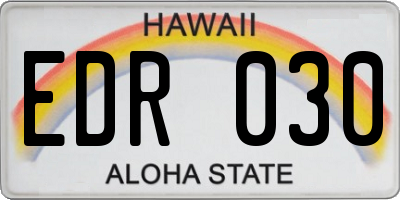 HI license plate EDR030