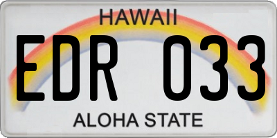 HI license plate EDR033