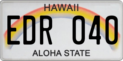 HI license plate EDR040