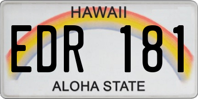 HI license plate EDR181