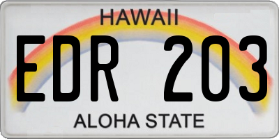 HI license plate EDR203