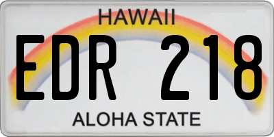 HI license plate EDR218