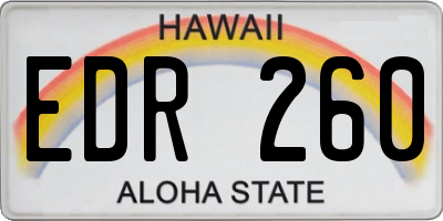 HI license plate EDR260